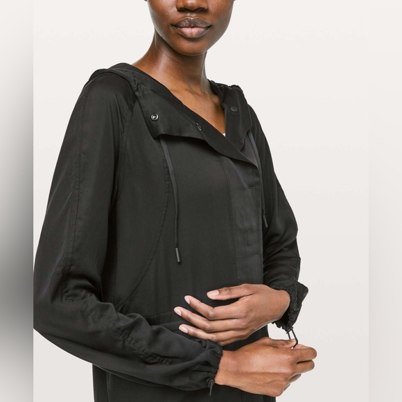 Lululemon City Stroll Black Cotton Jacket 100% Tencel Women’s Size 12 Blackk - Picture 2 of 8